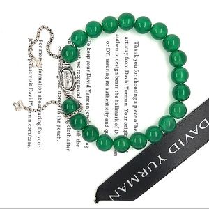 David Yurman 8 mm Spiritual Beads Bracelet Green Onyx Adjustable New Women’s DY